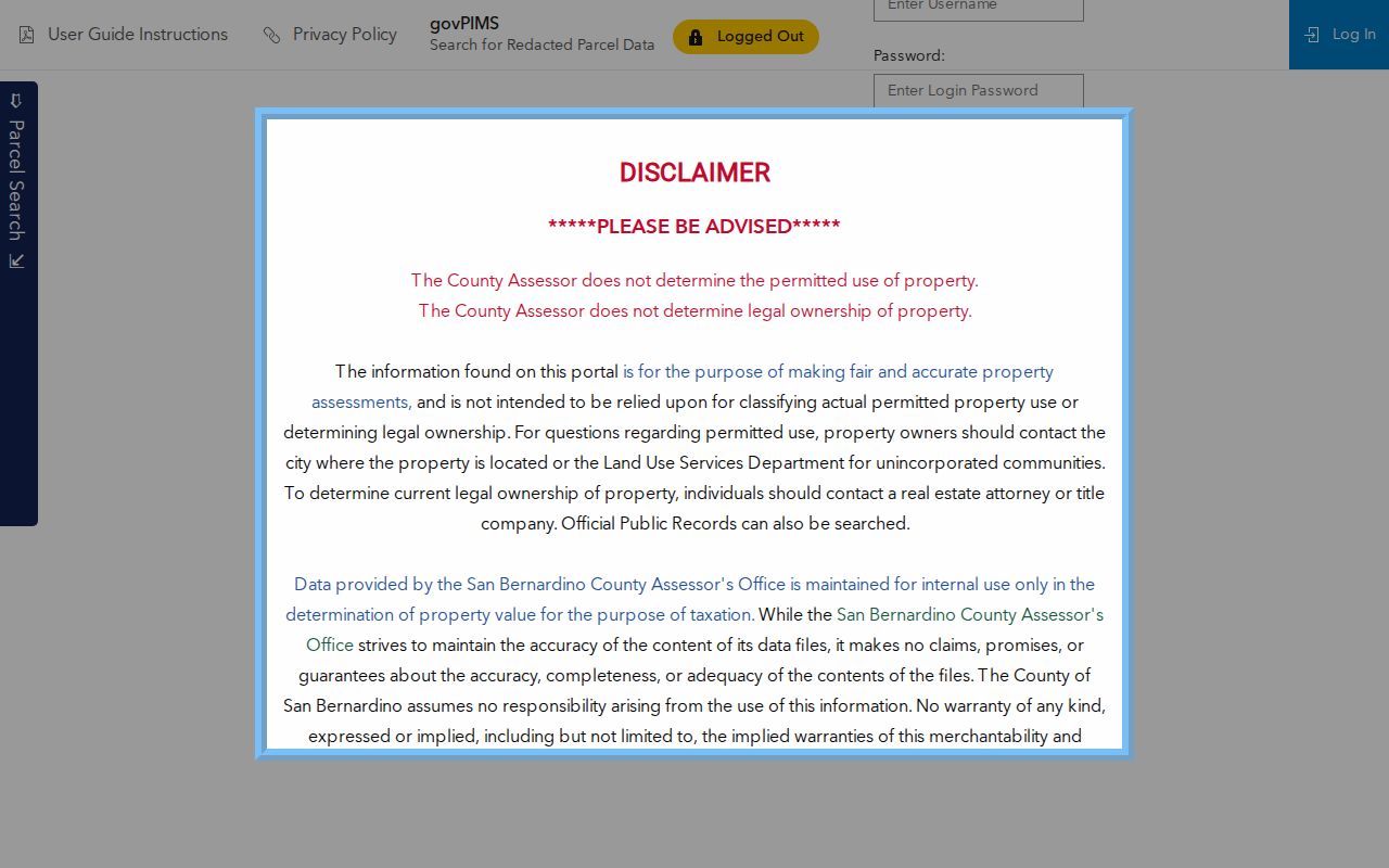Victorville street directory govPIMS parcel address search
